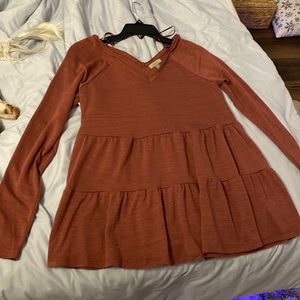 burgundy baby doll long sleeve tshirt